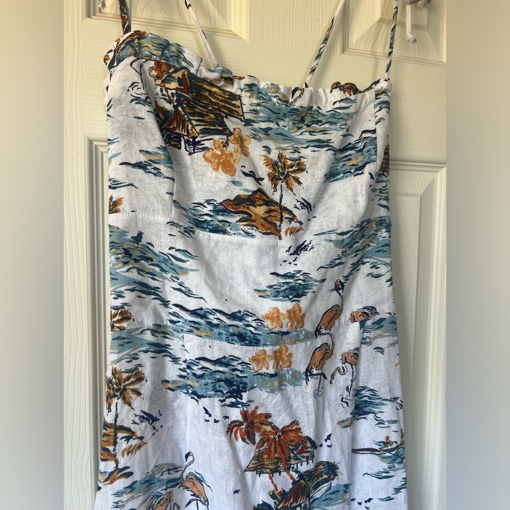 Free People Beach Party Dress, Tropical Linen Vacation Size 6 - Picture 11 of 16
